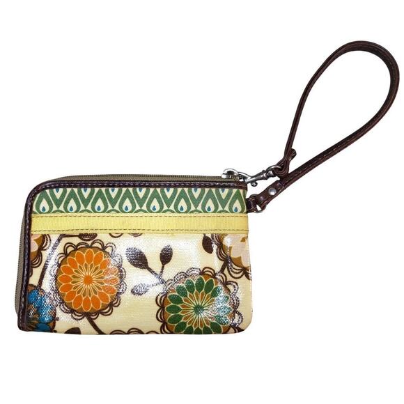 Fossil Key-Per Multicolor Floral Print Coated Canvas Zip-Around Wristlet - Picture 2 of 4